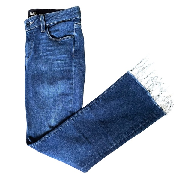 PAIGE Denim - PAIGE Riley Crop Flare Raw Hem Wash Low Rise Jeans Size 27